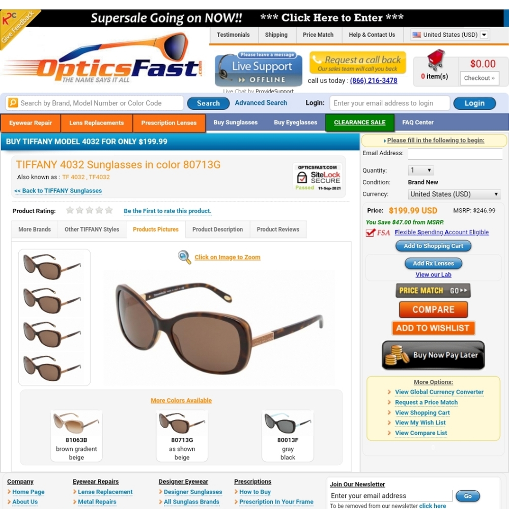 EUC Tiffany sunglasses w/ rx lens TF 4032 tortoise brown W/ Cloth And Case - Picture 7 of 7